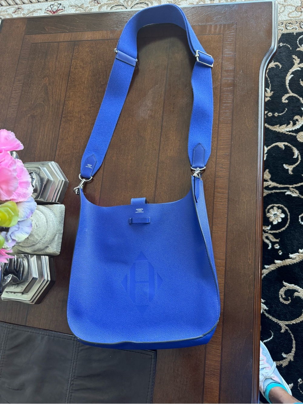 Hermes Evelyne Sellier 29cm Blue Hydra